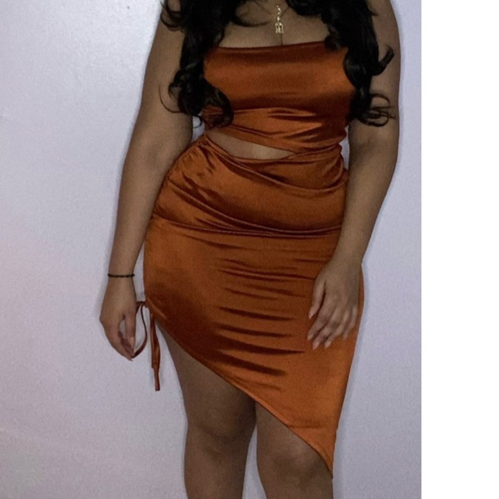 Satin BURNT ORANGE dress 🧡